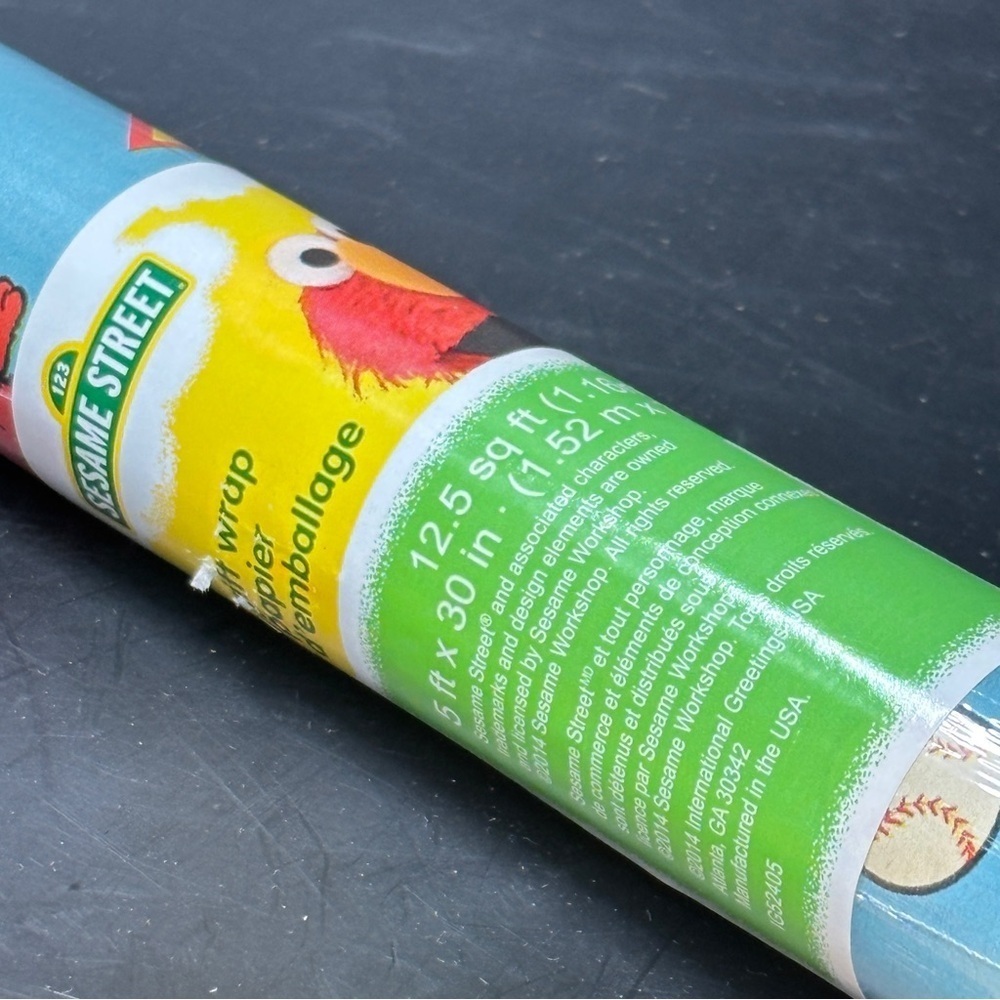 Vintage 2 Rolls Sesame Street Christmas Gift Wrap 25 sq ft Sealed USA 2014 - Picture 14 of 16